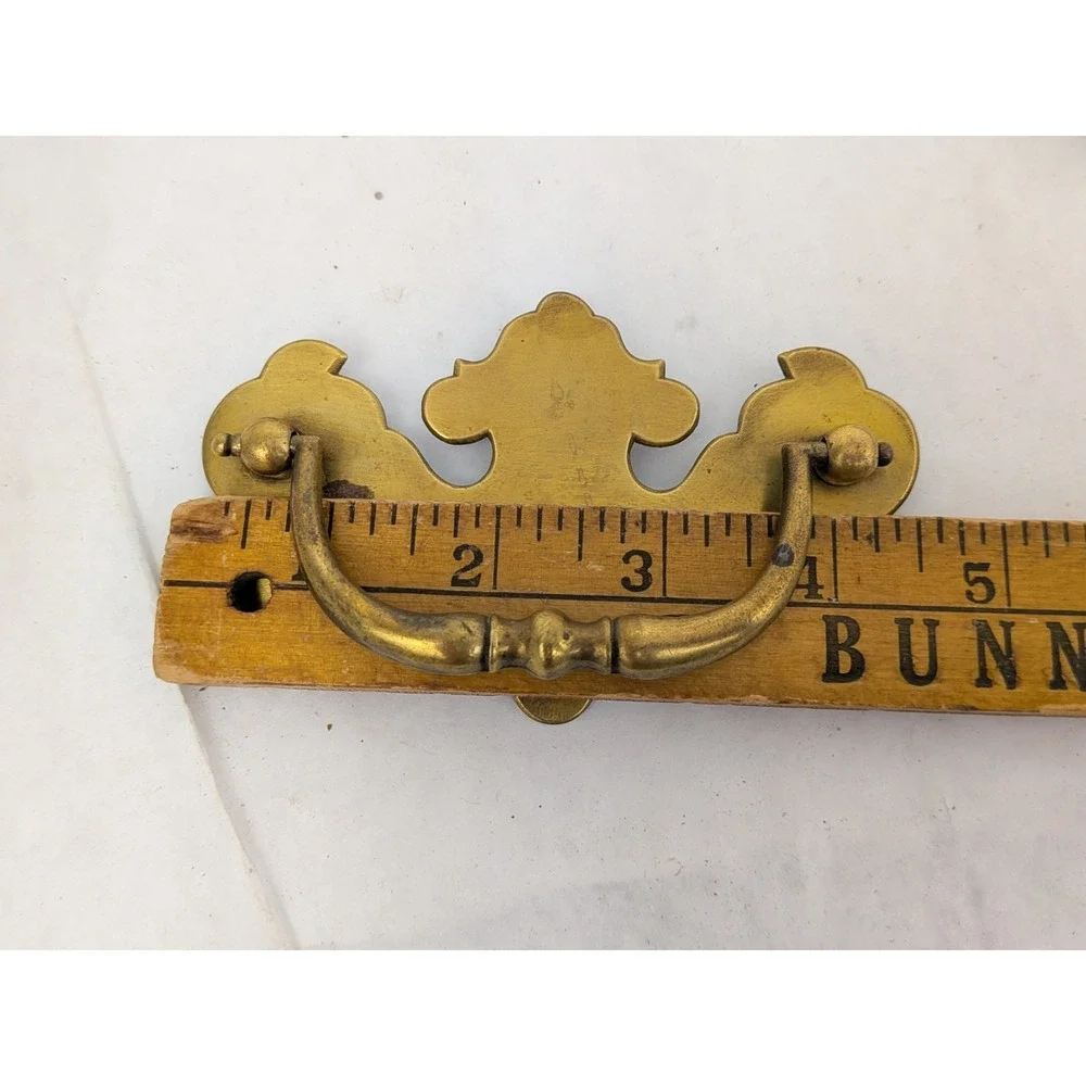 4 VTG Brass Batwing Drop Bail Drawer Pull 3